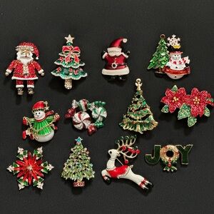 TWELVE Christmas Pin Brooches